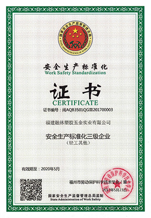 WORK SAFETY STANDARDIZATION CERTIFICATE